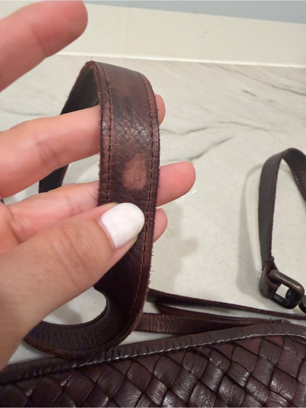 Platania Woven Italian Leather Crossbody Bag in Dark Brown Made in Italy - Picture 8 of 11